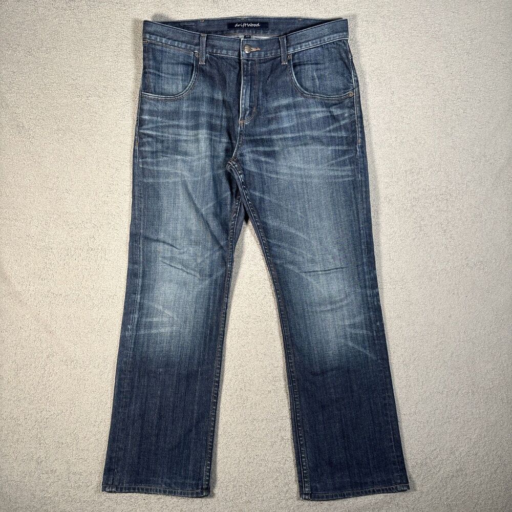 Driftwood Jeans Womens Sz 33 Straight Leg Selvedge Blue Denim Whiskers Honeycomb